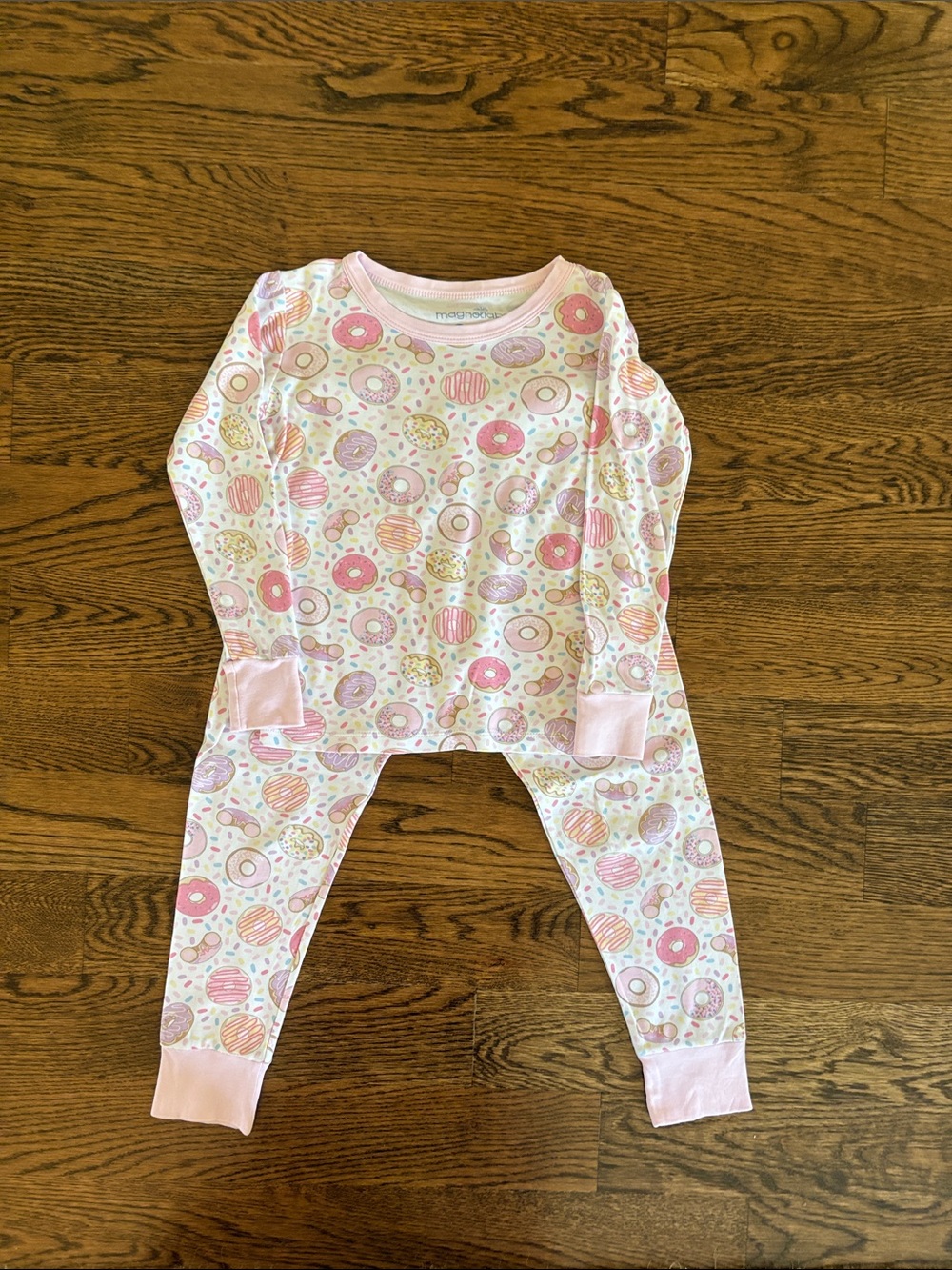 Girls Donut-Print Pink Long Sleeve Pajama Set